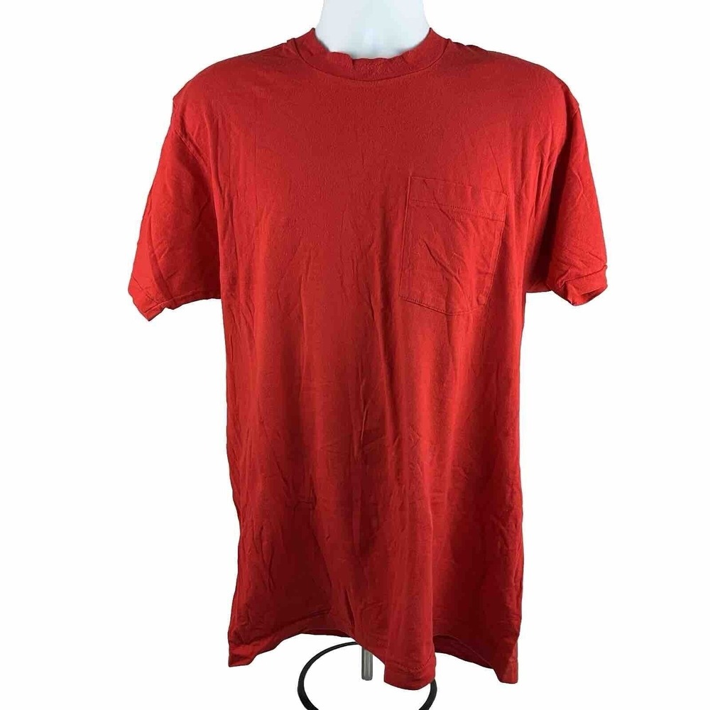 Fruit Of The Loom VTG 90s Plain Blank Red  T-Shirt Size XL Single Stitch USA
